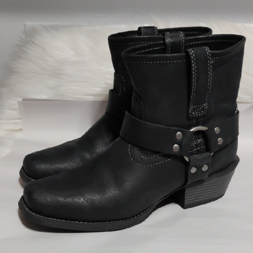 (XX-53) Justin Boots Black Leather Moto Boots Worn Once Sz.10B